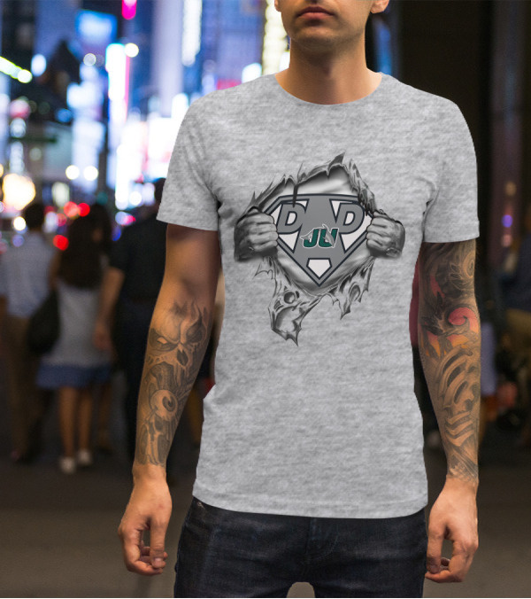Jacksonville Dolphins Dad Superhero Tear Logo 96 T-Shirt