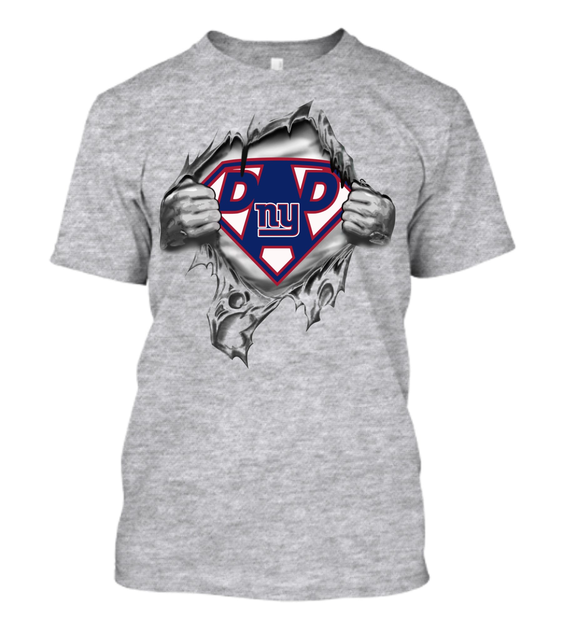 New York Giants Super Dad Metal Emblem With Ny Logo Peeking Through T-Shirt