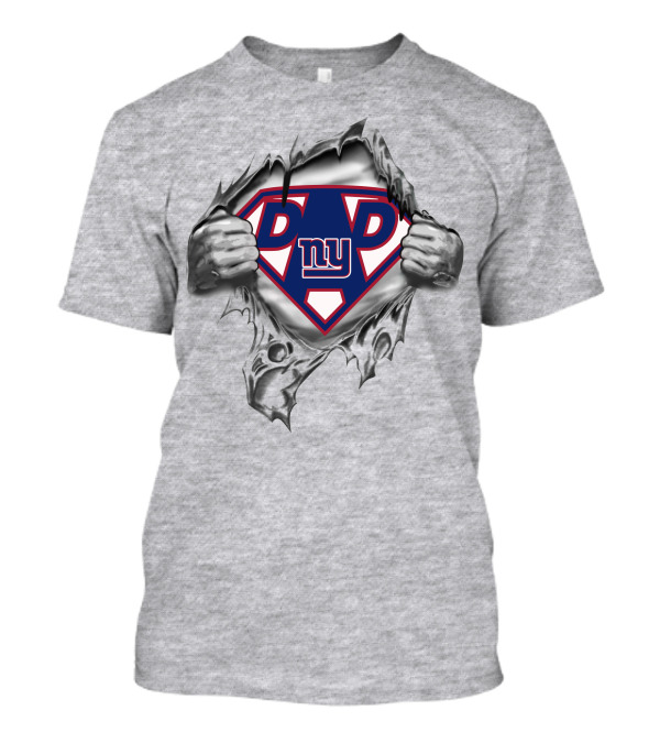 New York Giants Super Dad Metal Emblem With Ny Logo Peeking Through T-Shirt