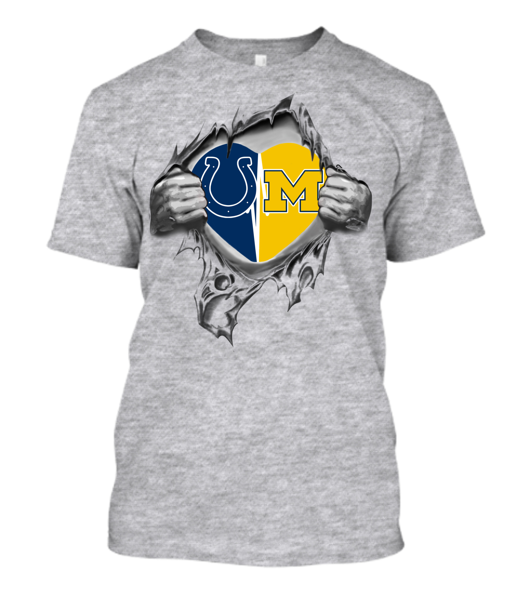 Colts And Michigan Wolverines Heart Logo Fusion T-Shirt