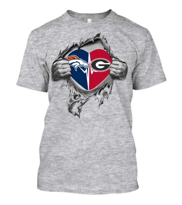 Broncos Georgia Bulldogs Heart T-Shirt