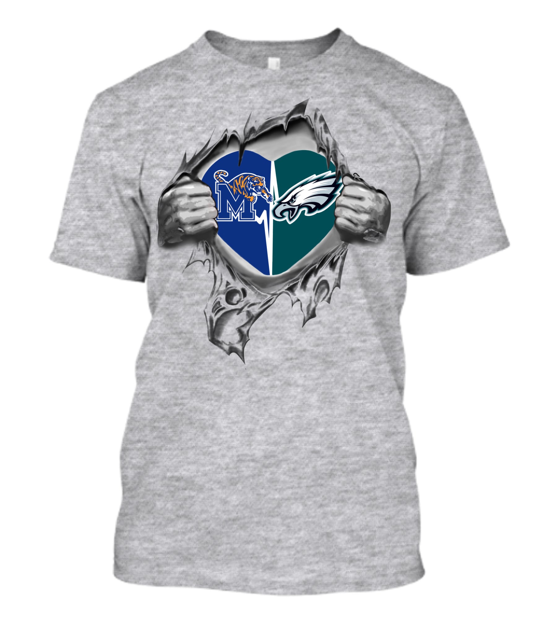Memphis Tigers Philadelphia Eagles Heart T-Shirt