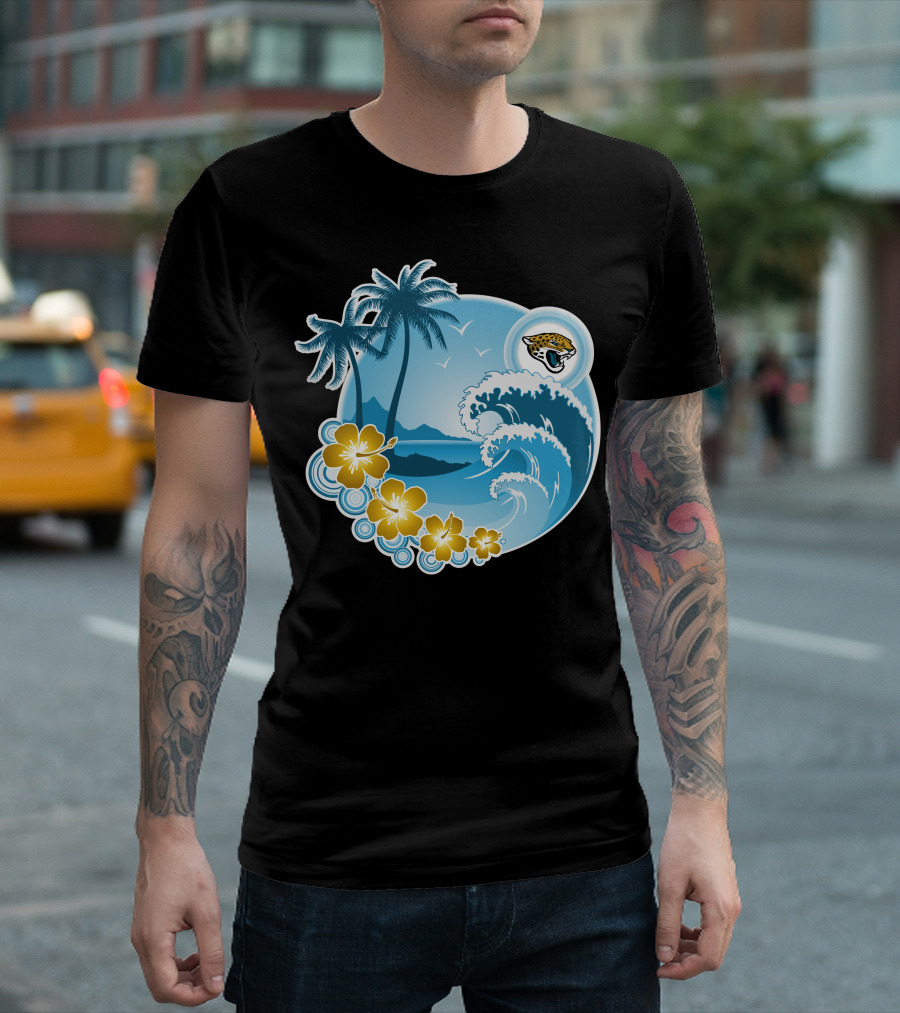 Jacksonville Jaguars Tropical Beach Holiday Wave Scene T-Shirt