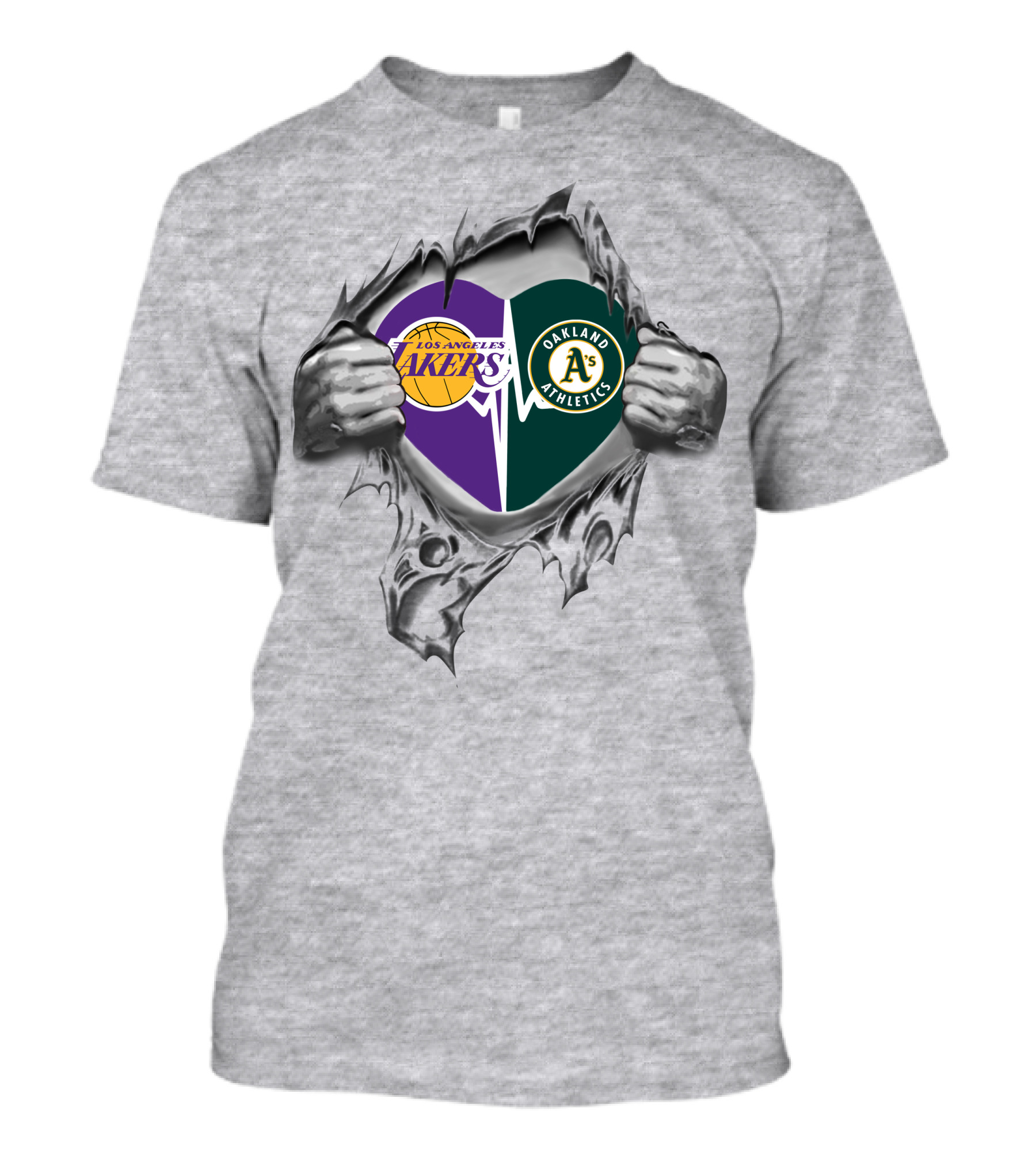 Los Angeles Lakers Oakland Athletics Heart Edition T-Shirt
