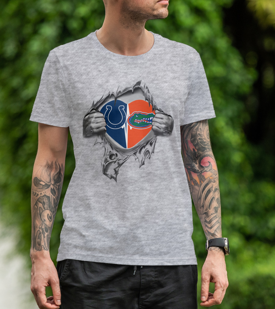 Colts Florida Gators Heart Inside Dual Loyalty Tear T-Shirt