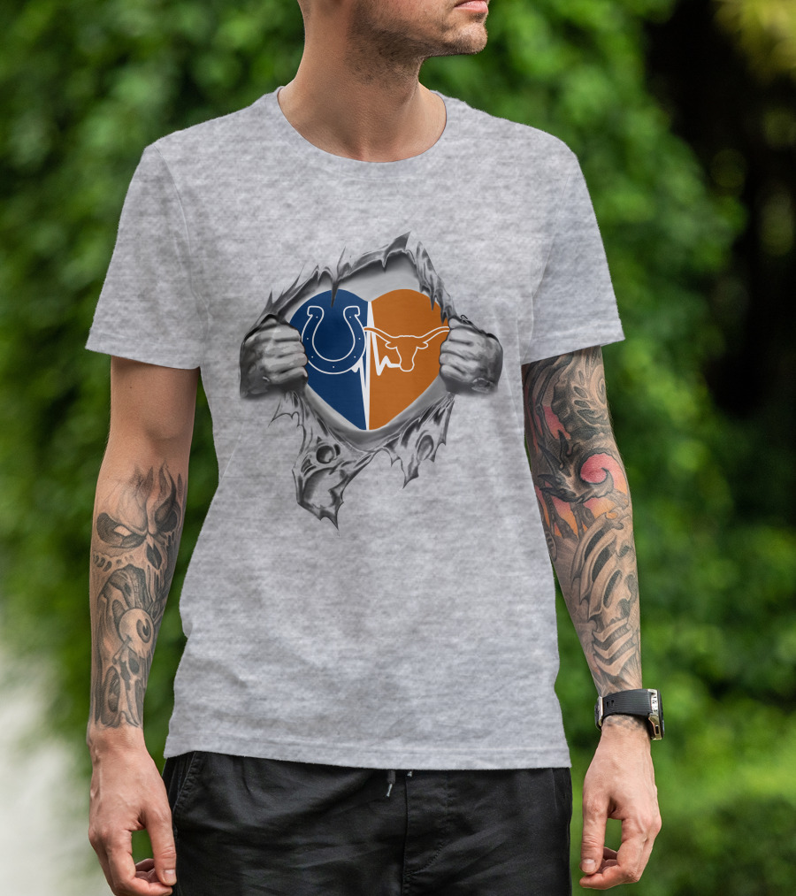 Colts Longhorns Heart Split T-Shirt