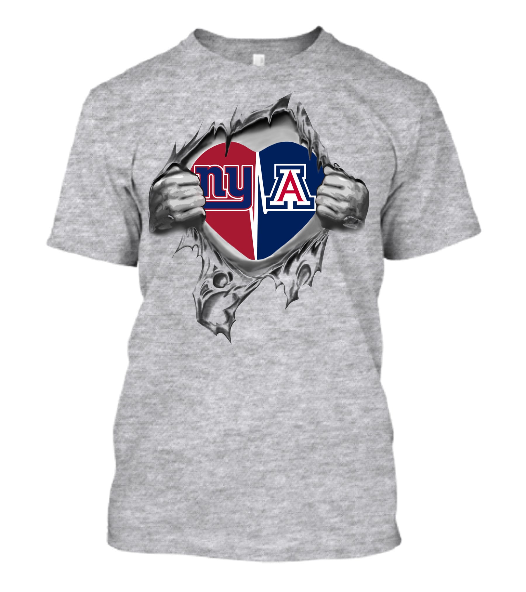 Giants Ny Arizona Wildcats Heart Split T-Shirt
