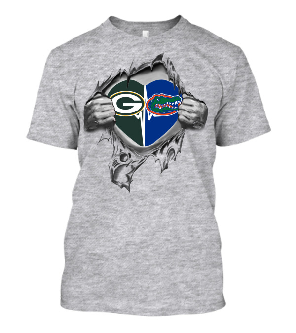 Packers Florida Gators Heart Inside Ripped T-Shirt