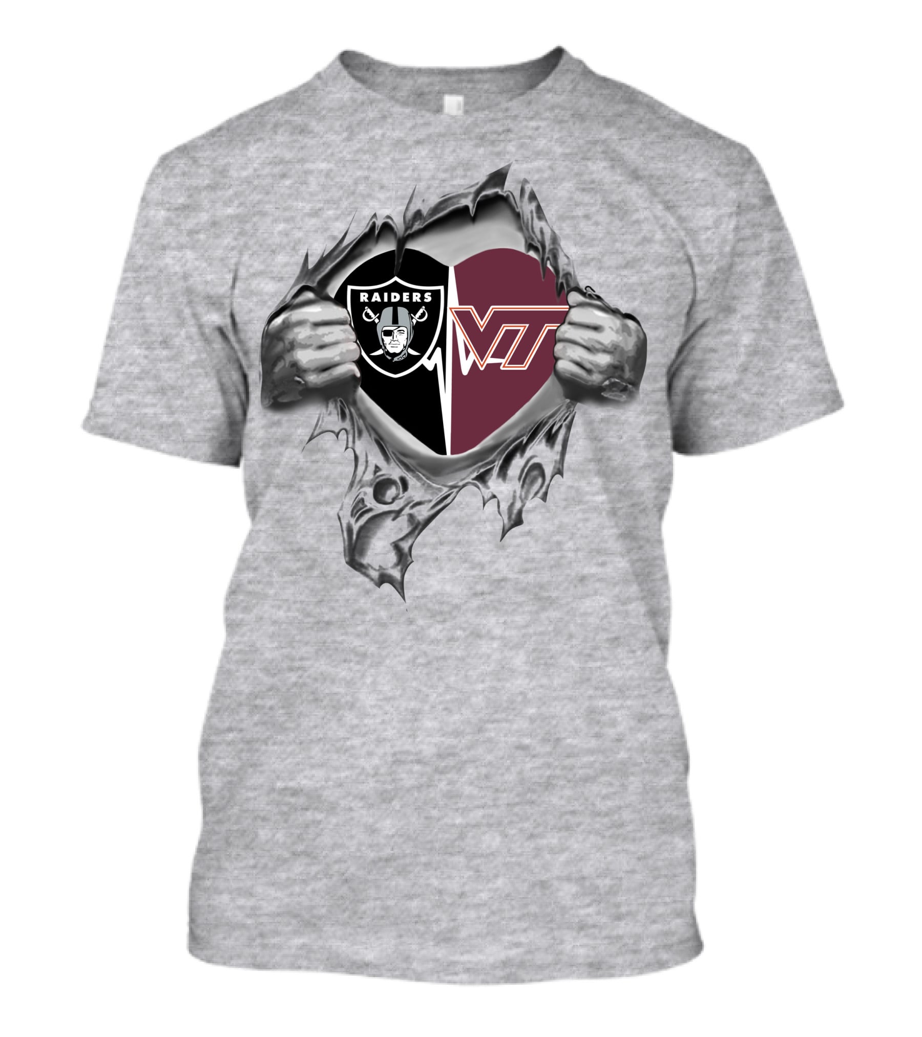 Raiders Virginia Tech Hokies Heart Logo Fan Pride T-Shirt