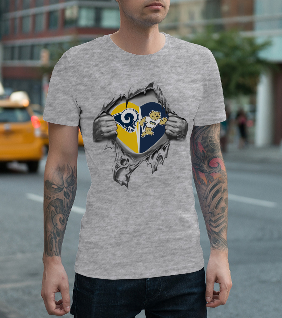 Rams Concordia University St Paul Csp Heart Symbol With Hands Pulling Open Fabric T-Shirt