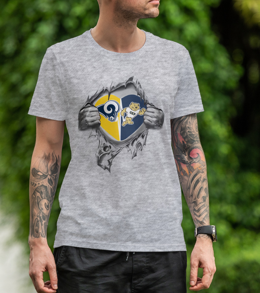 Rams Concordia University St Paul Csp Heart Symbol With Hands Pulling Open Fabric T-Shirt