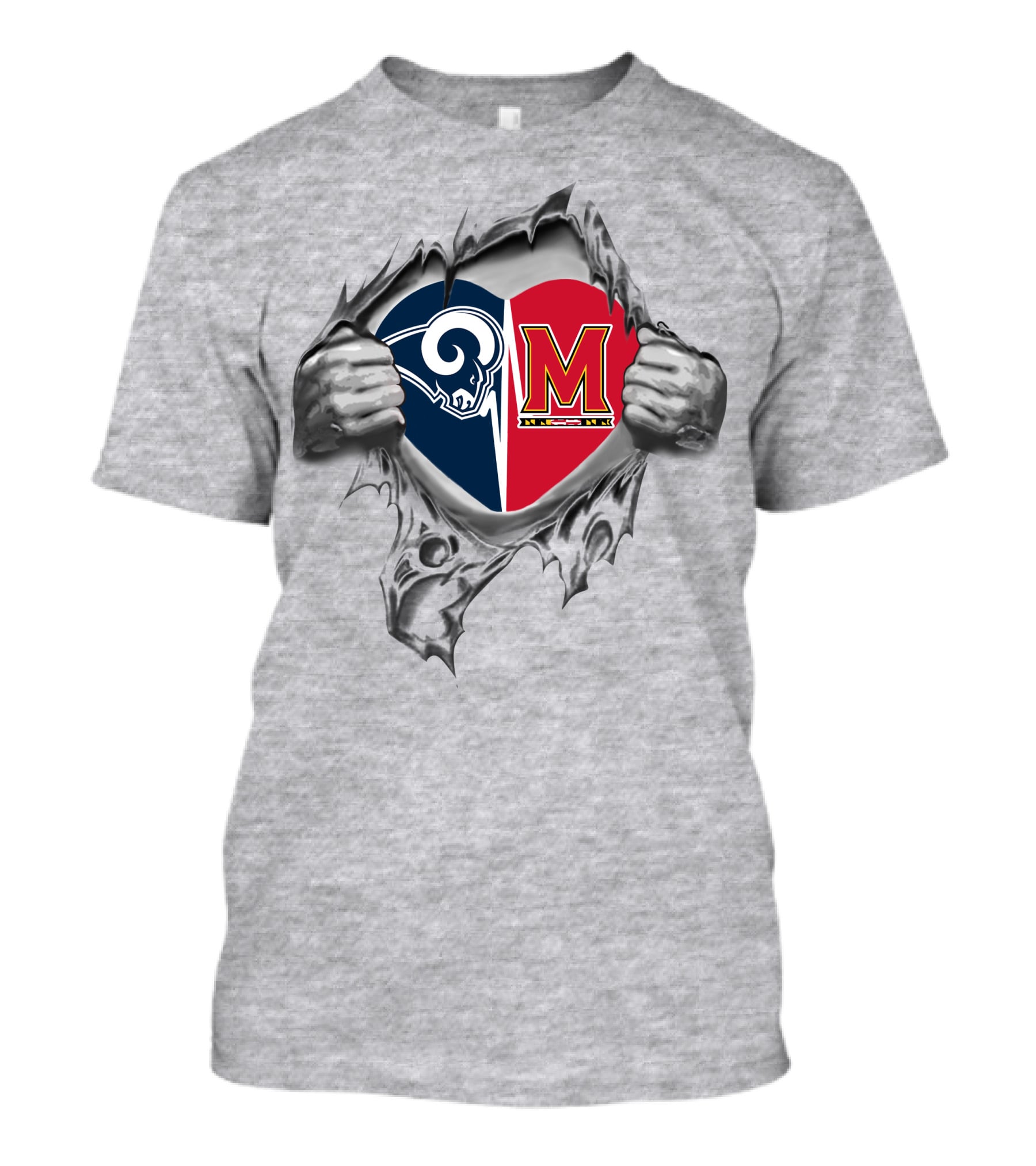 Rams Maryland Terrapins Heart Logo Combination T-Shirt