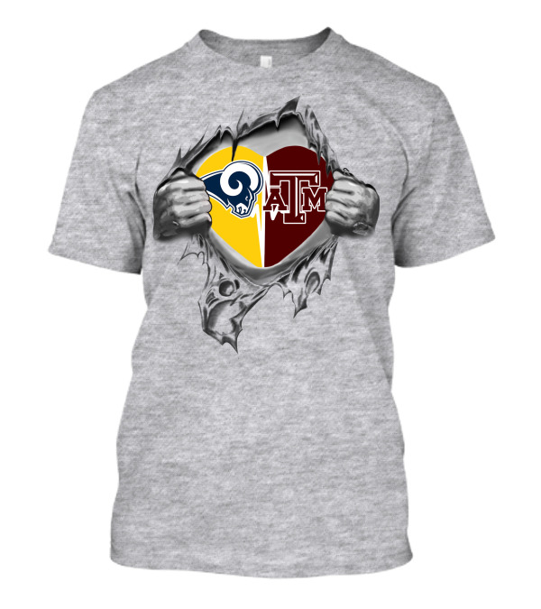 Rams Texas A&M Aggies Heart T-Shirt