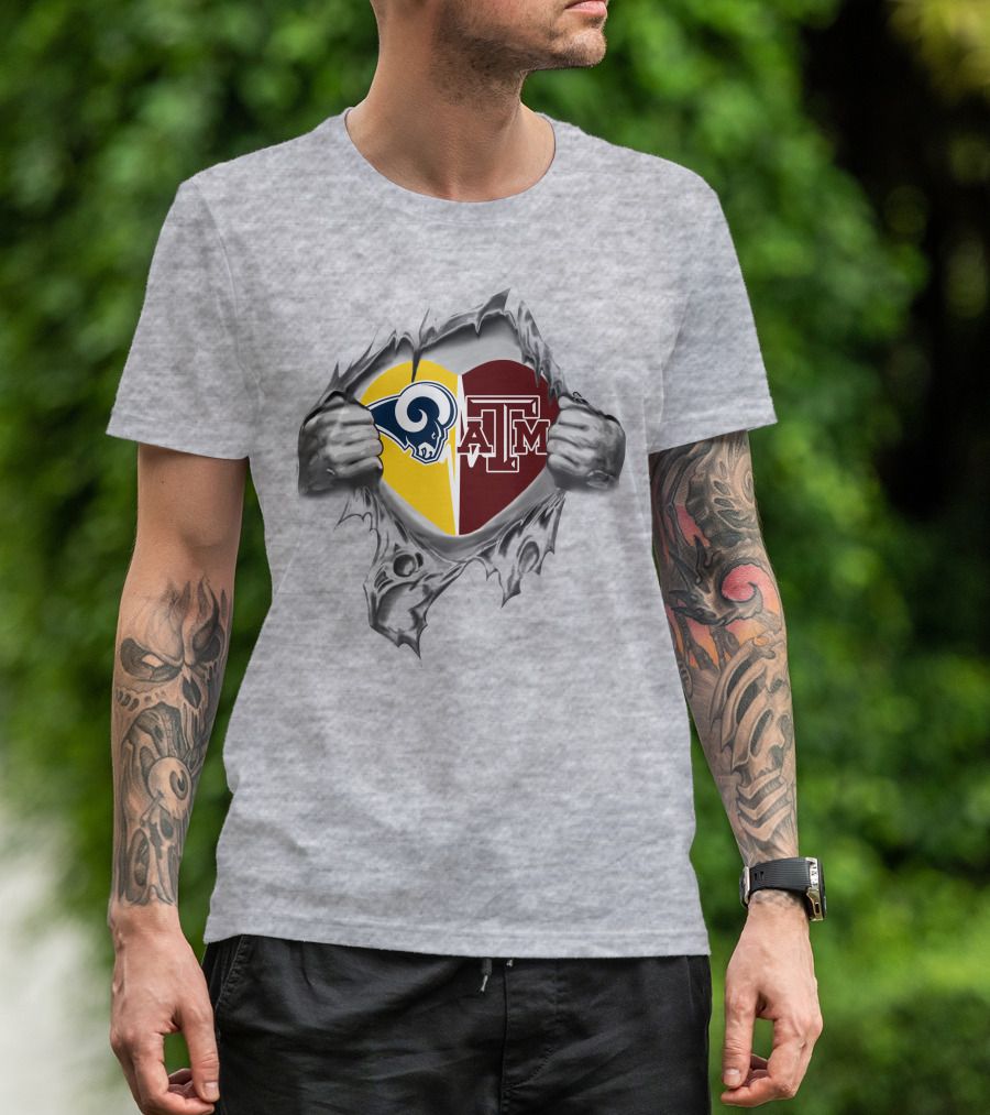 Rams Texas A&M Aggies Heart T-Shirt