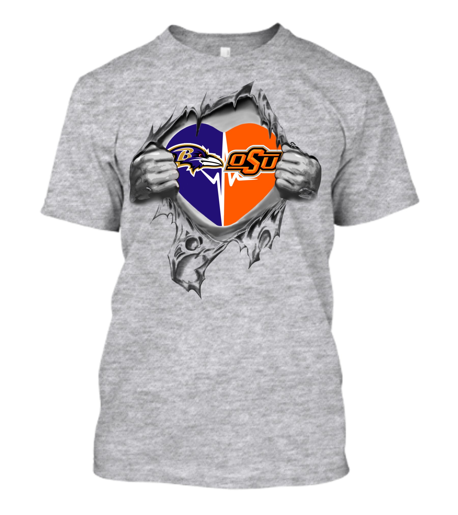 Ravens Osu Cowboys Heart Torn T-Shirt