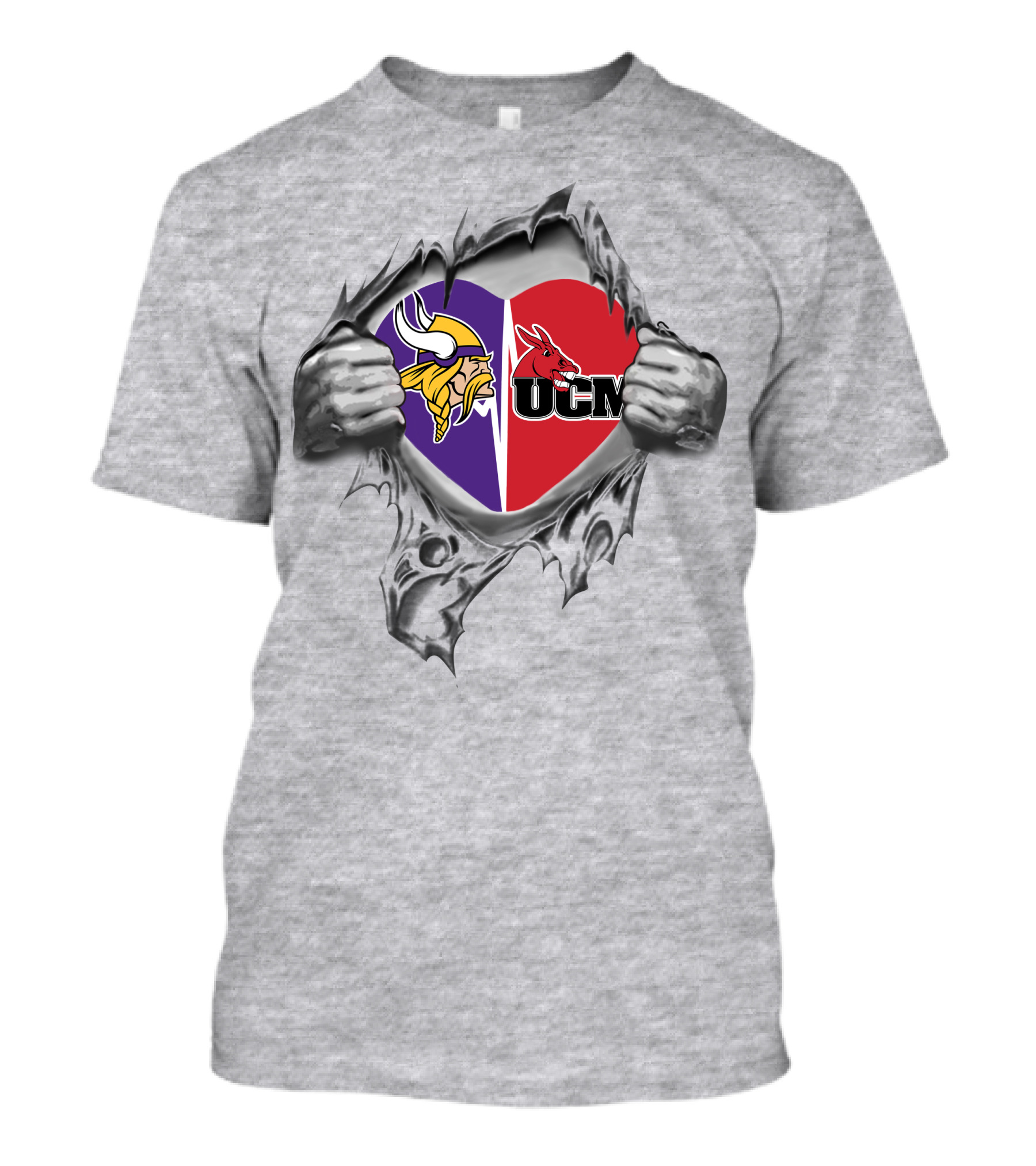 Vikings Ucm Heart Hands Central Missouri Mules T-Shirt