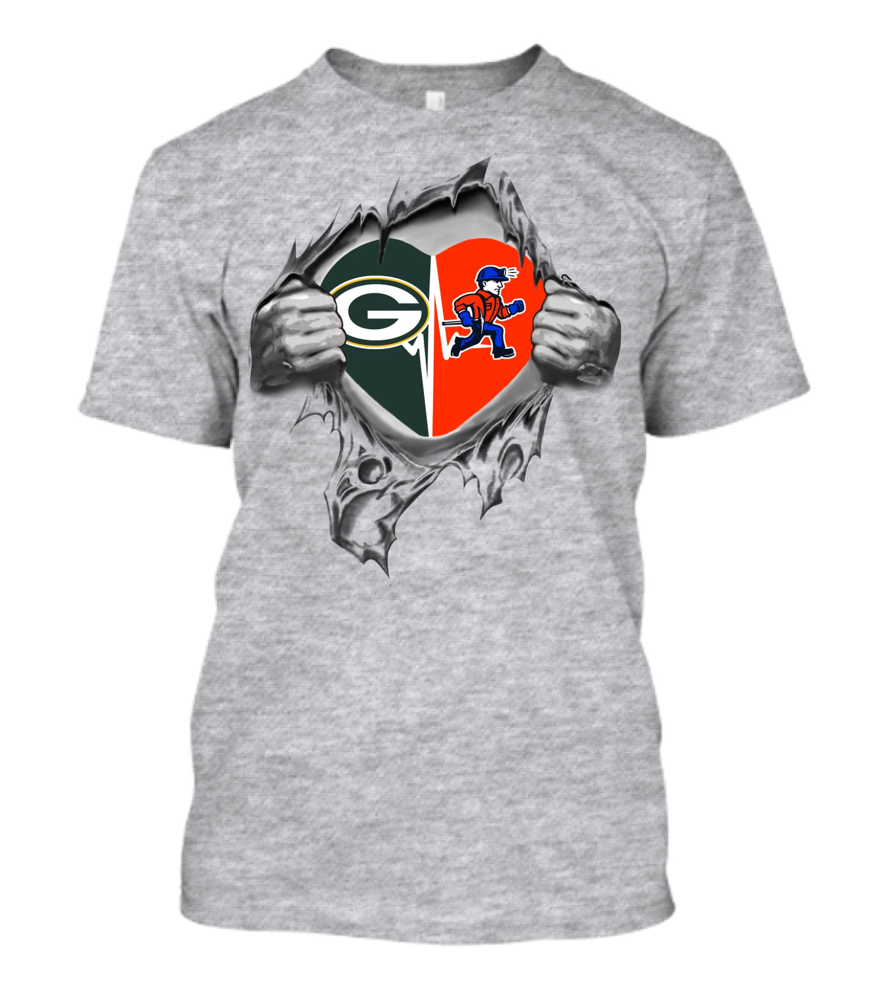 Packers Platteville Pioneers Heart Tearing Symbol T-Shirt