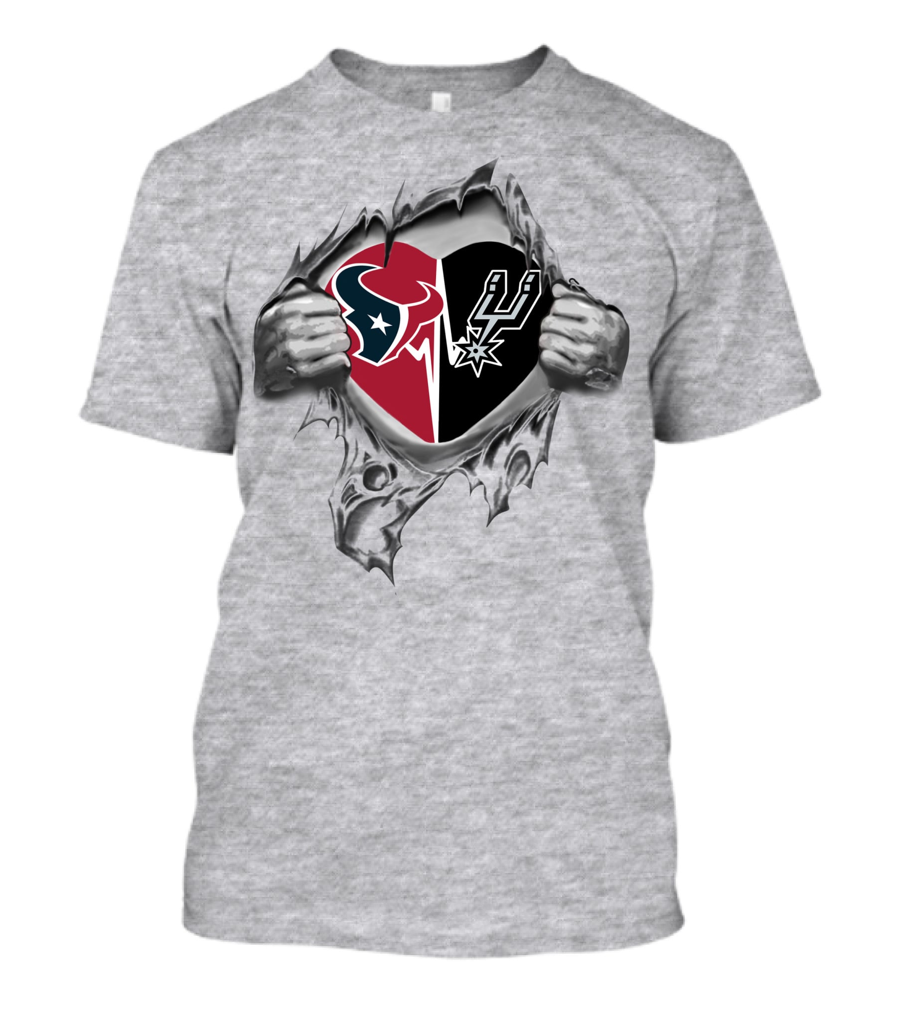 Texans San Antonio Spurs Heart Split Design 213 Texas Pride T-Shirt