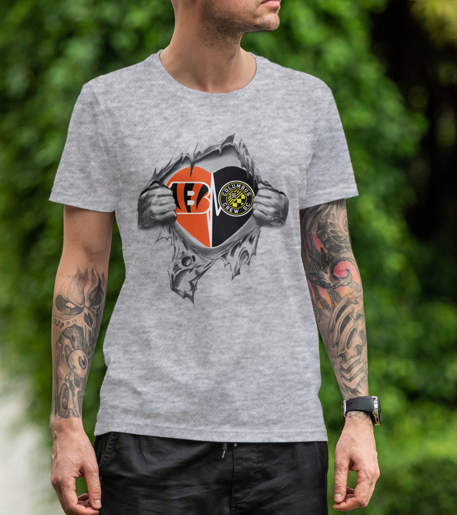 Bengals And Columbus Crew Sc Heart Design 264 Concept T-Shirt