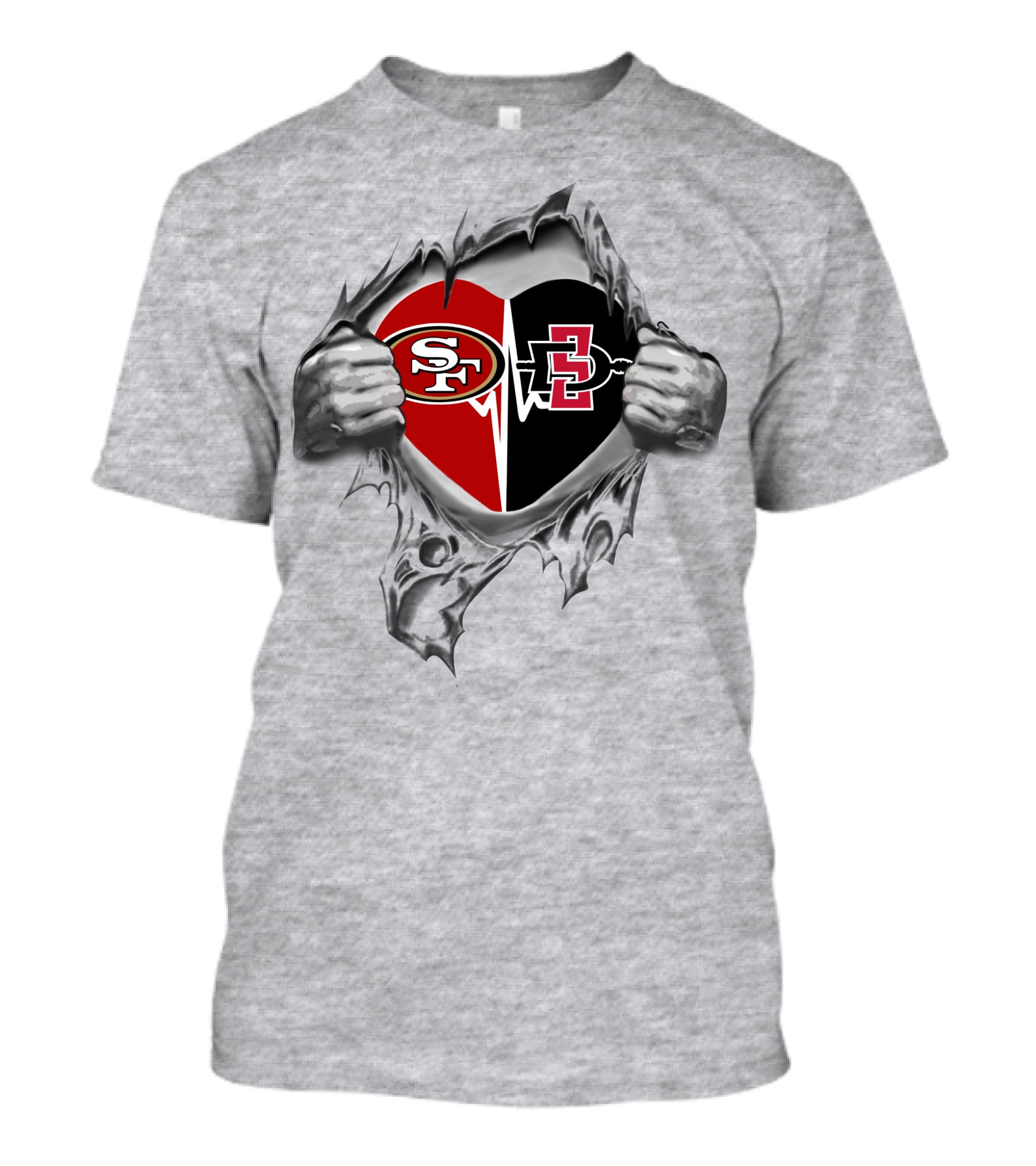 49ers San Diego State Aztecs Heart Logo Combination T-Shirt
