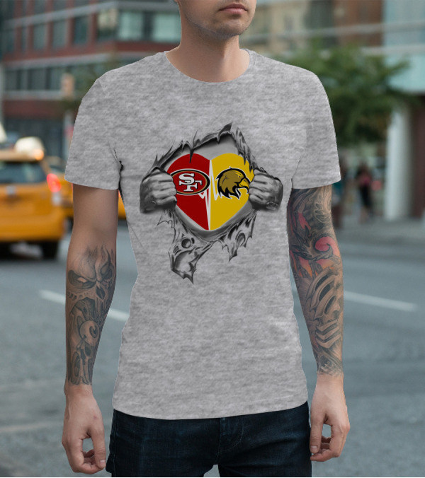 49ers Los Angeles Golden Eagles Heart T-Shirt