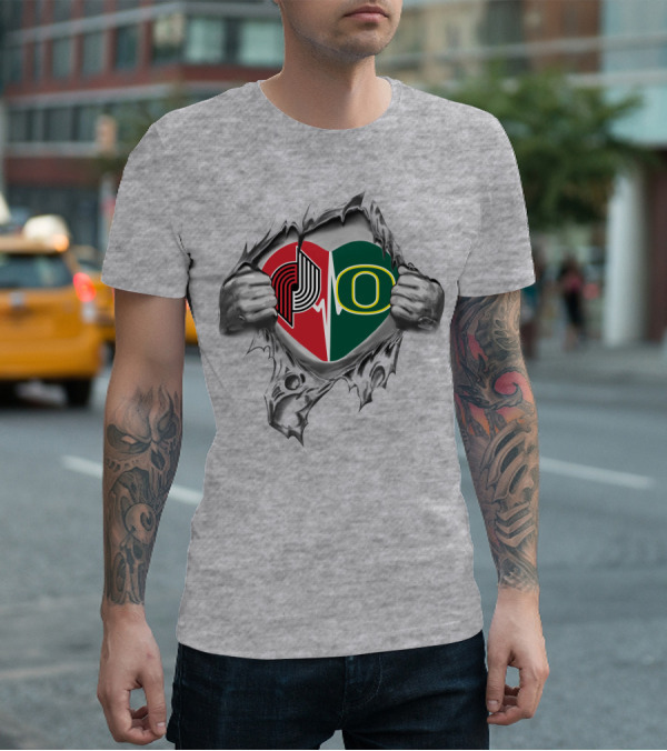 Portland Blazers Oregon Ducks Heart Design 362 T-Shirt