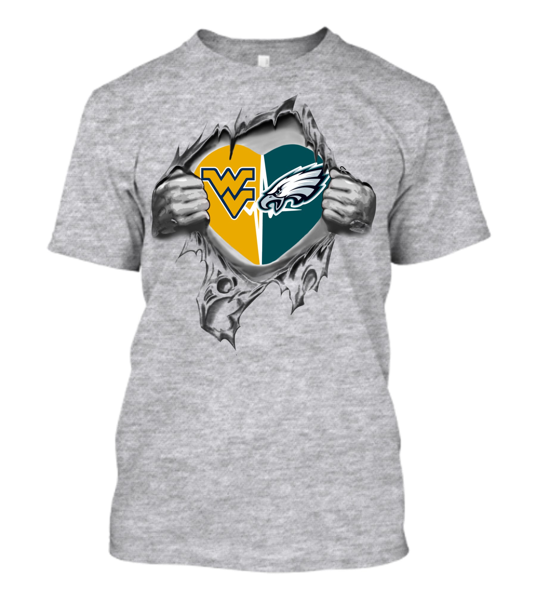 West Virginia Mountaineers Philadelphia Eagles Heart 375 T-Shirt