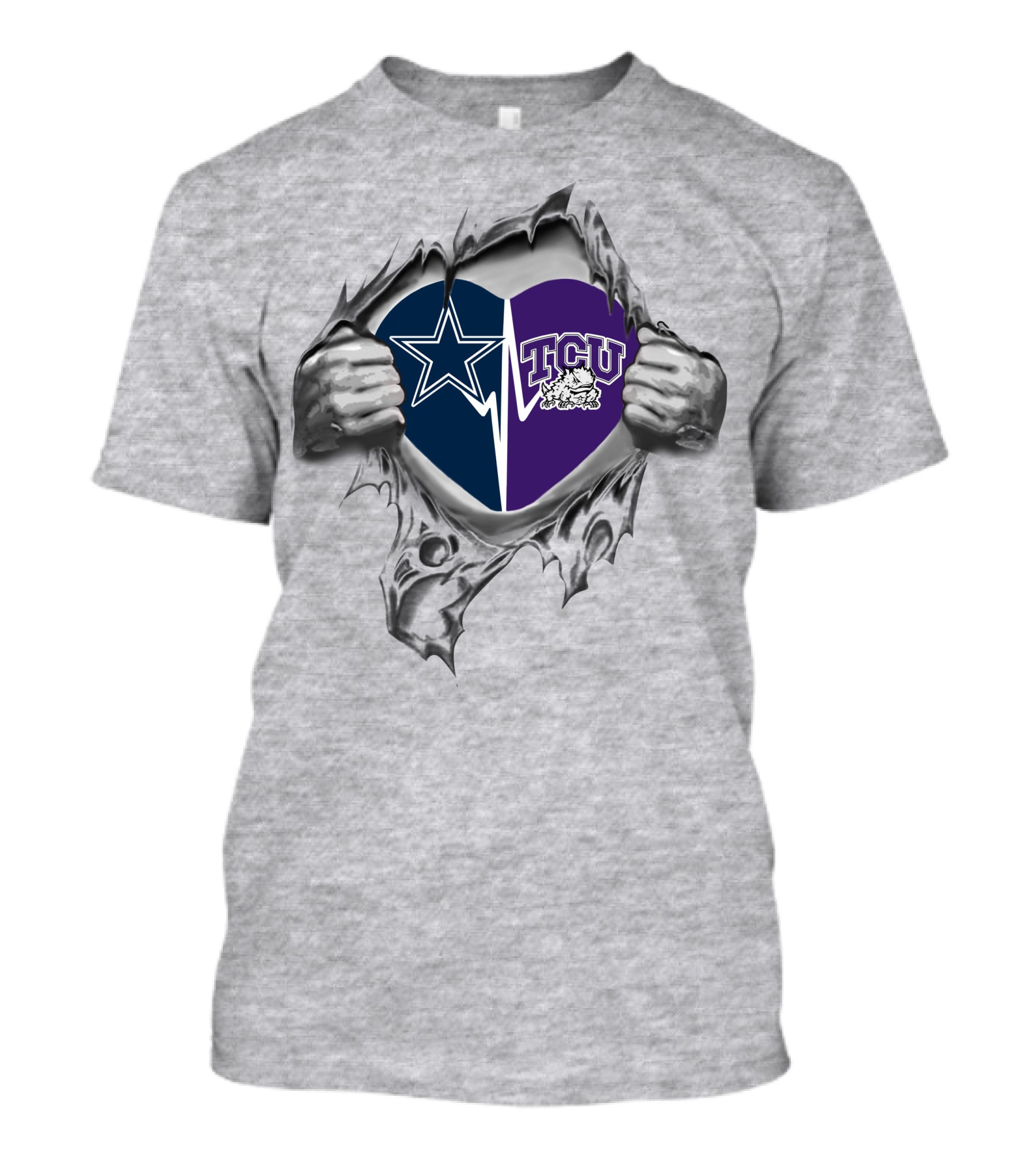 Dallas Cowboys And Tcu Horned Frogs Heart T-Shirt