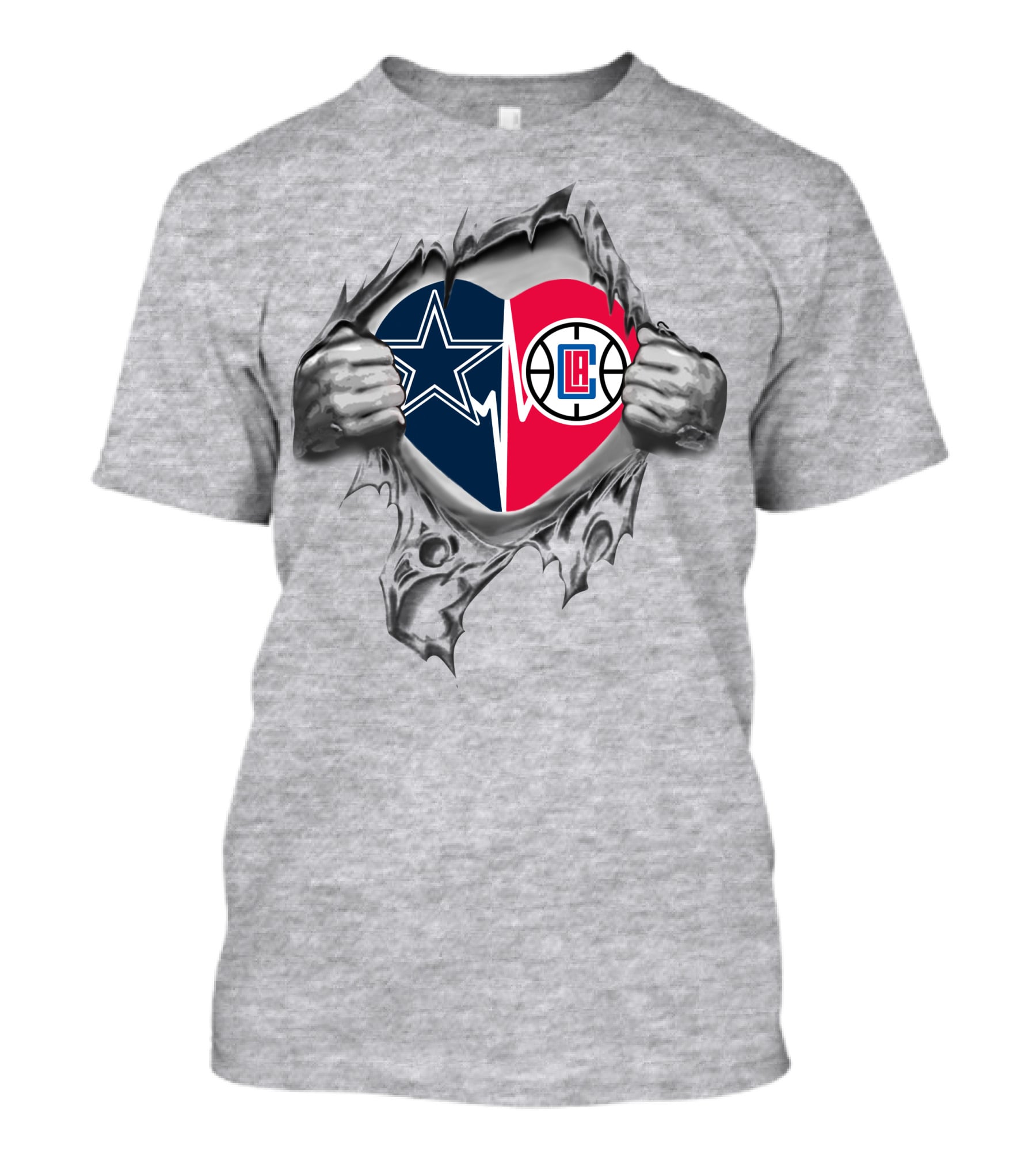 Cowboys La Clippers Heart Star Logo Basketball Trapped T-Shirt