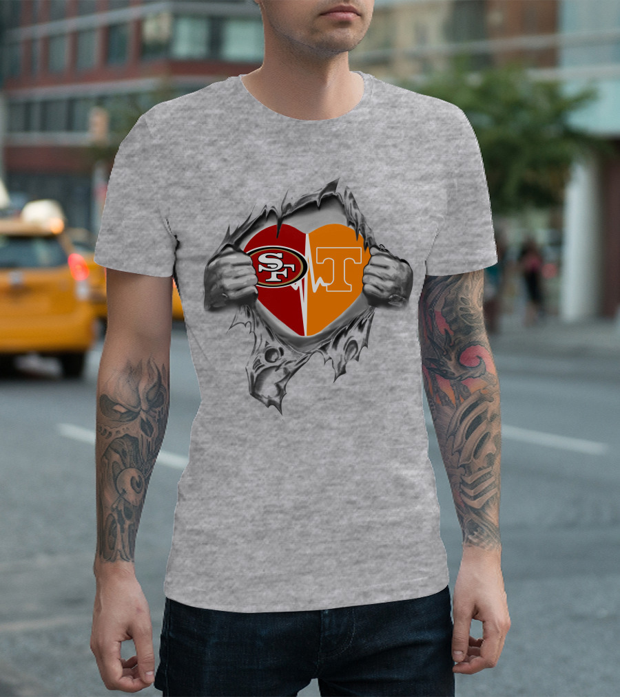 49ers Tennessee Volunteers Heart Inside Passion T-Shirt