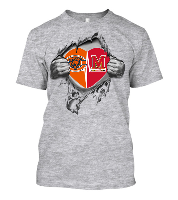 Bears Maryland Terrapins Heart Torn Open T-Shirt