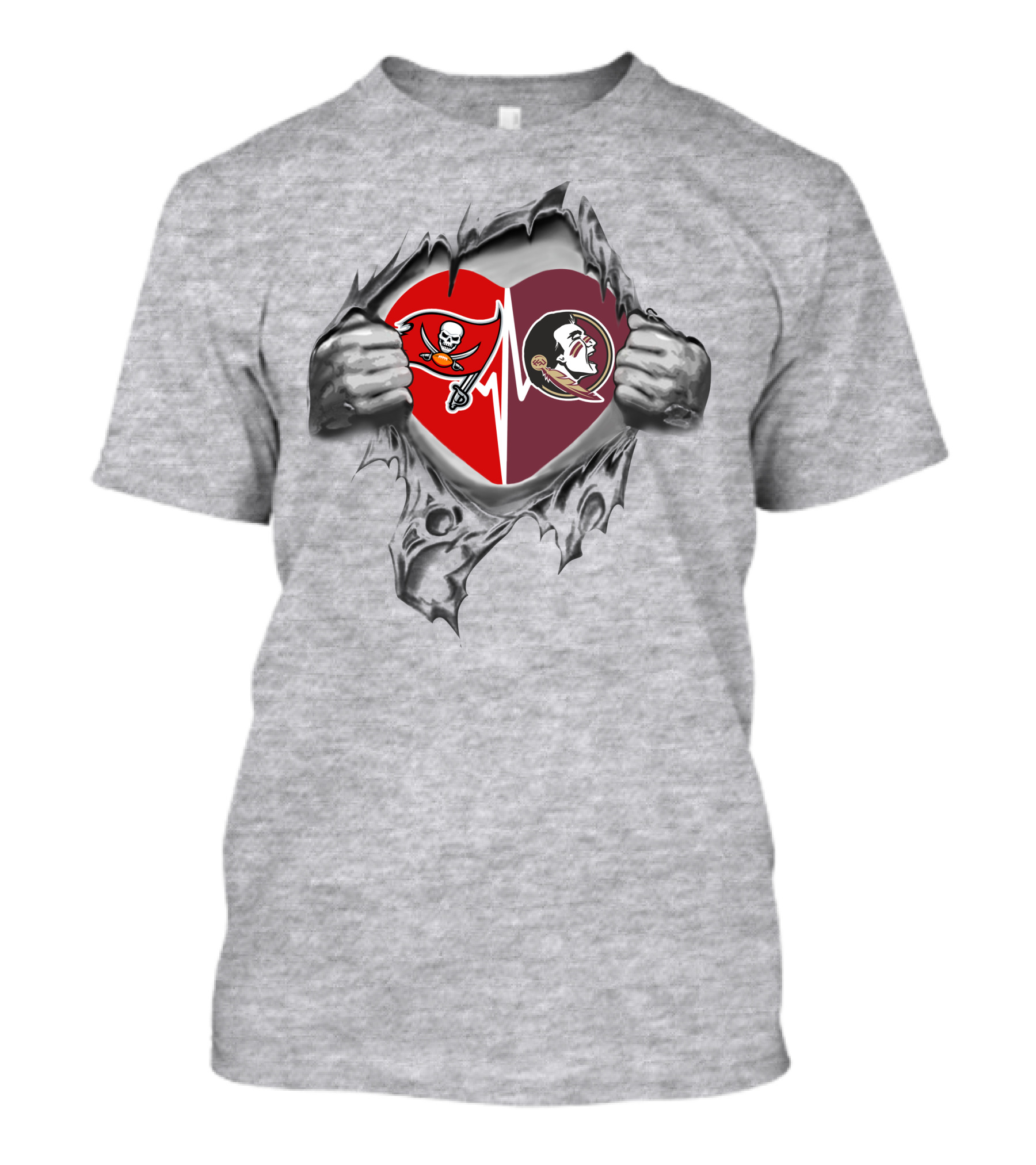 Tampa Bay Buccaneers And Florida State Seminoles Heartbeat Loyalty T-Shirt