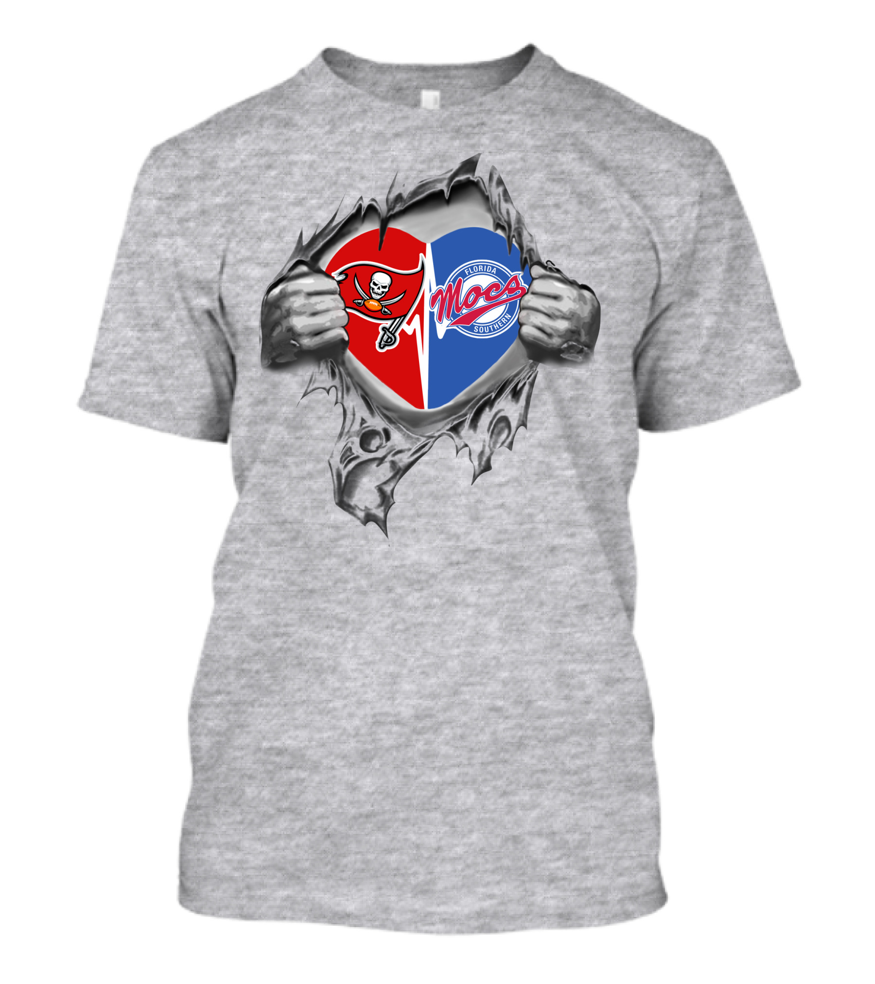 Florida Southern Moccasins Buccaneers Heart Logo Dual Loyalty T-Shirt