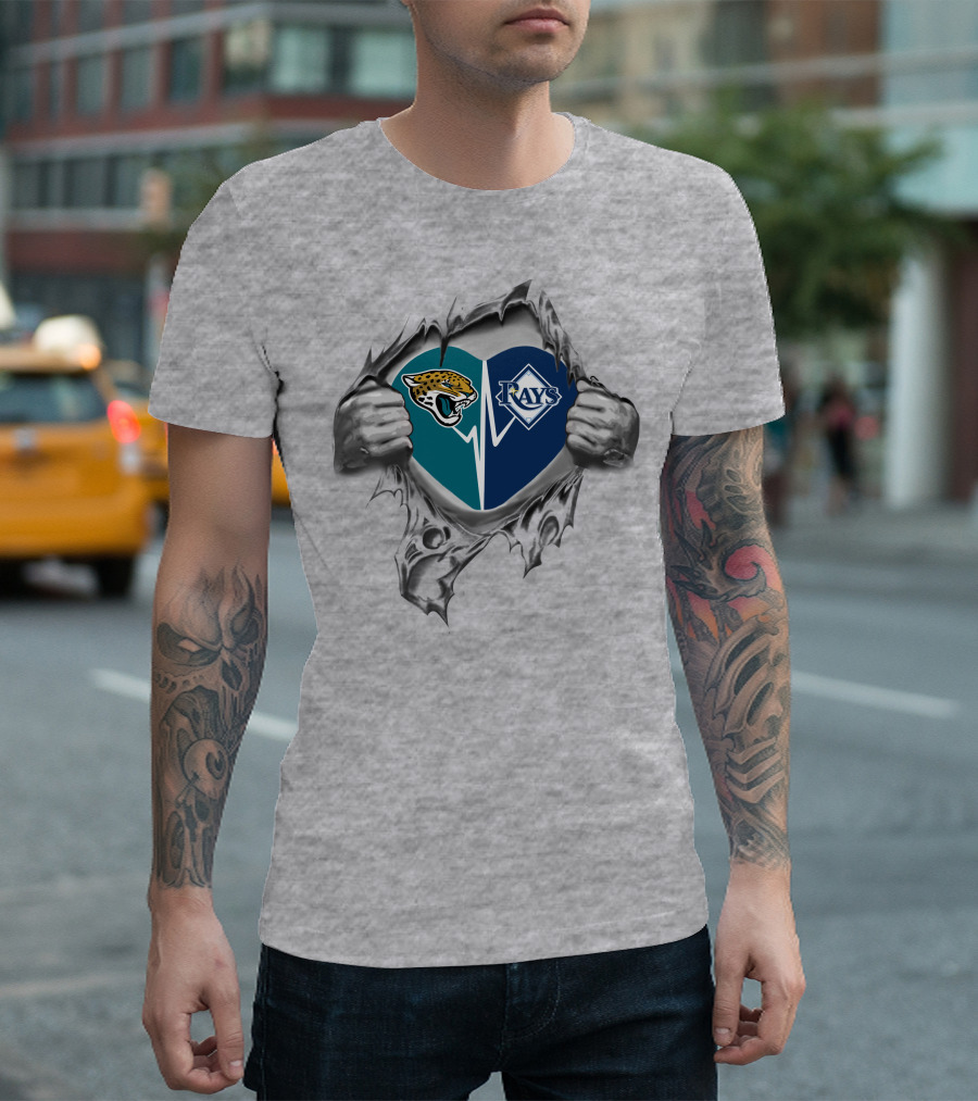 Jacksonville Jaguars Tampa Bay Rays Heart T-Shirt