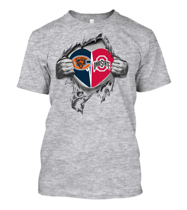 Bears Ohio State Buckeyes Heart Logo Fusion T-Shirt