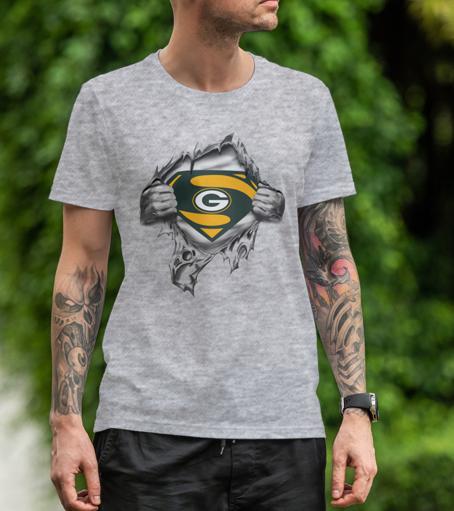 Green Bay Packers Superman Logo Pullover T-Shirt