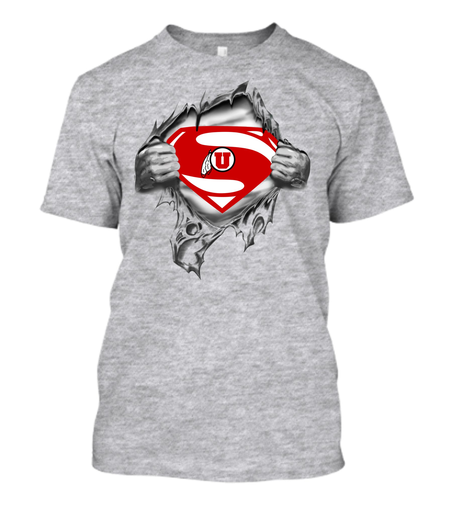 393 Utah Utes Superman Logo Tear Effect T-Shirt