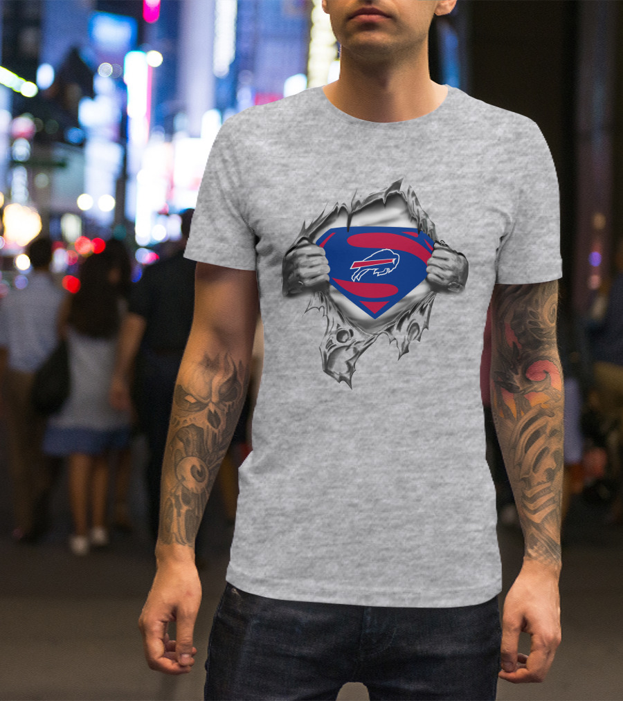 Buffalo Bills Superman Logo Chest Rip T-Shirt