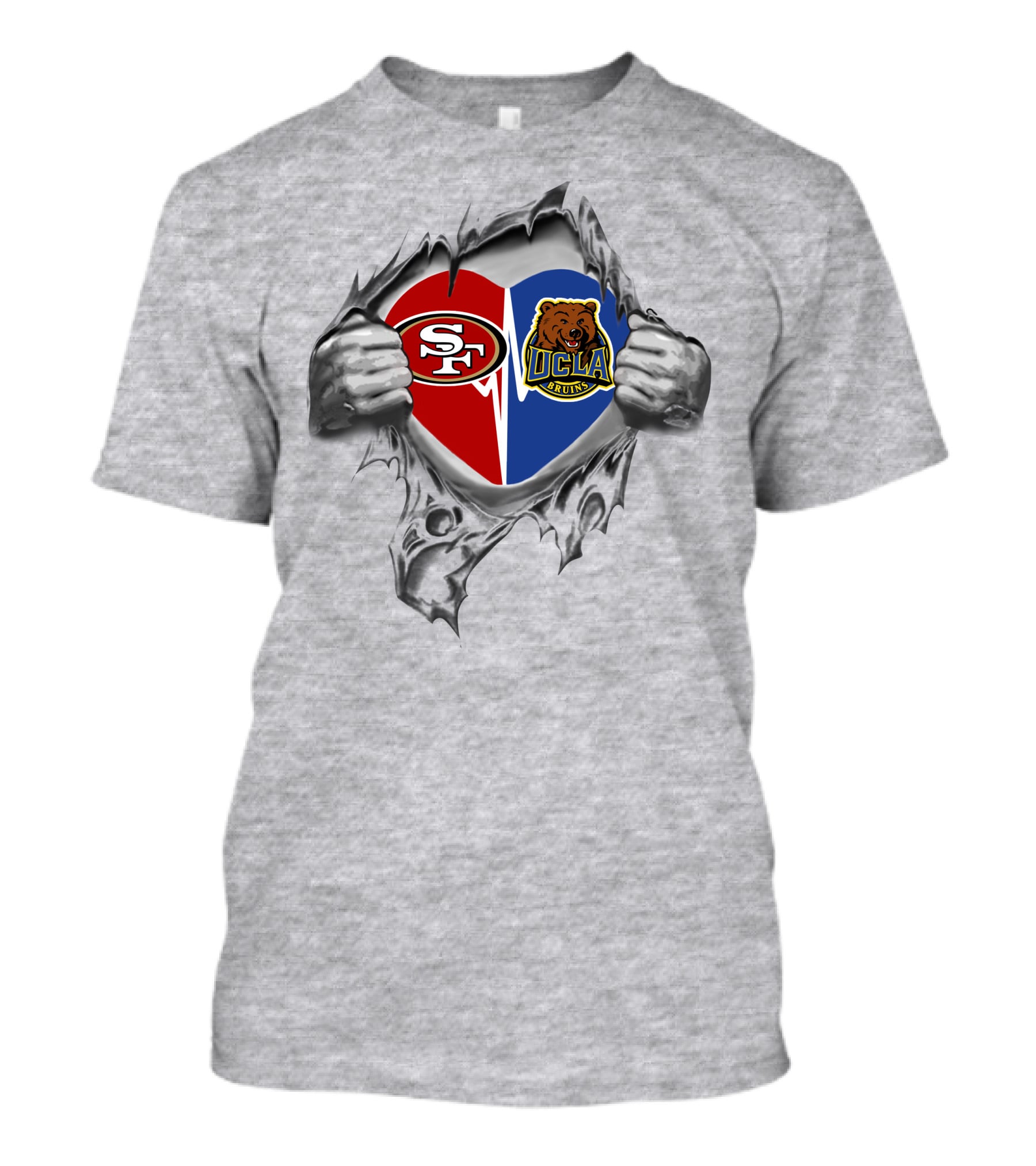 49ers UCLA Bruins Heart SF Logo Bruins Bear T-Shirt