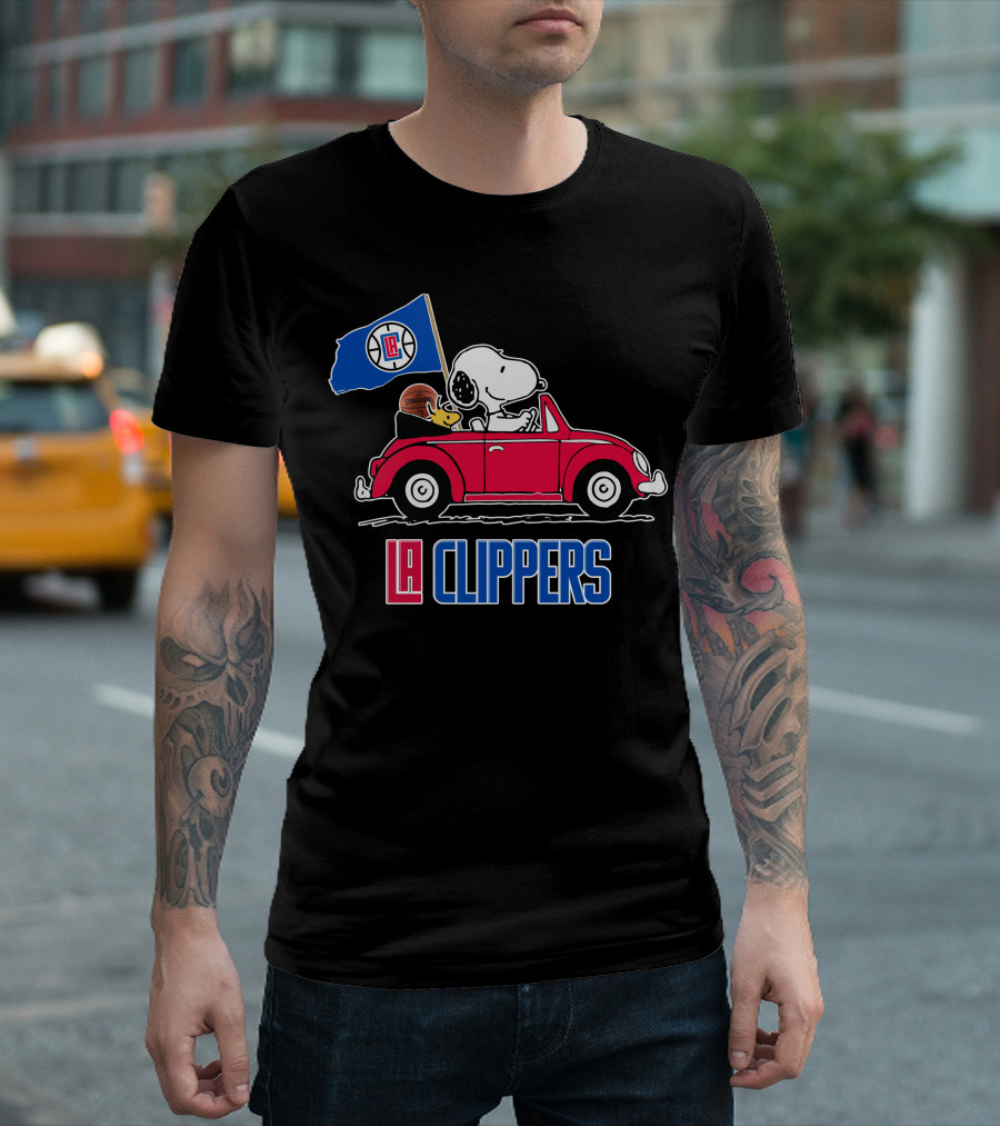 LA Clippers Snoopy Ride Car Basketball Peanuts T-Shirt