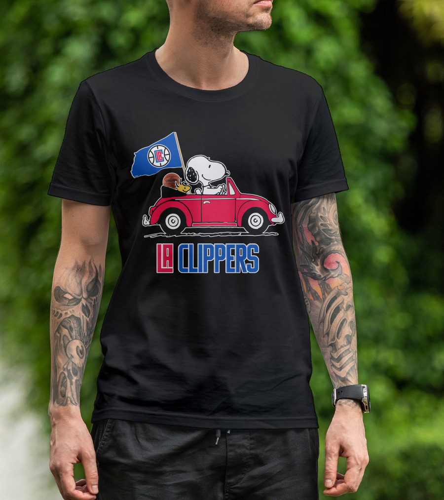 LA Clippers Snoopy Ride Car Basketball Peanuts T-Shirt