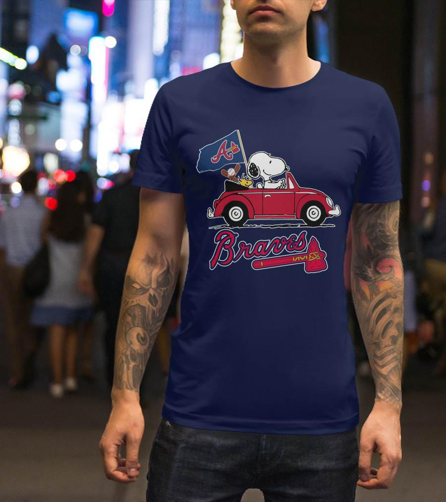Atlanta Braves Snoopy Woodstocks Car Adventure T-Shirt