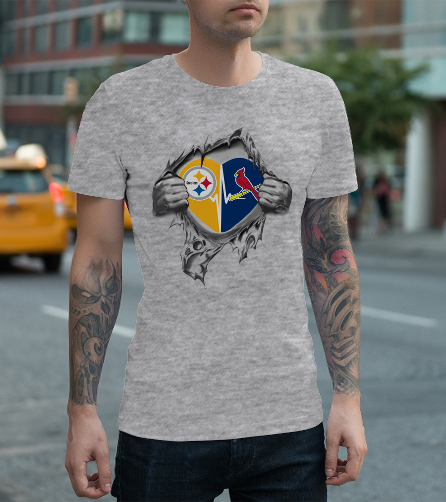 Steelers St Louis Cardinals Heartbeat Emblem T-Shirt