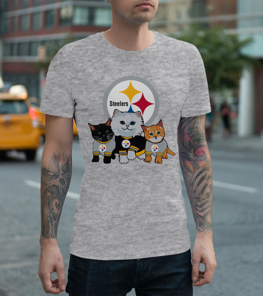Pittsburgh Steelers Cats Trio With Team T-Shirt