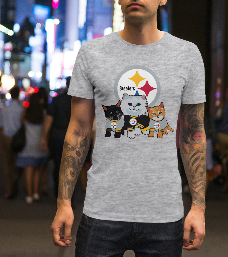 Pittsburgh Steelers Cats Trio With Team T-Shirt