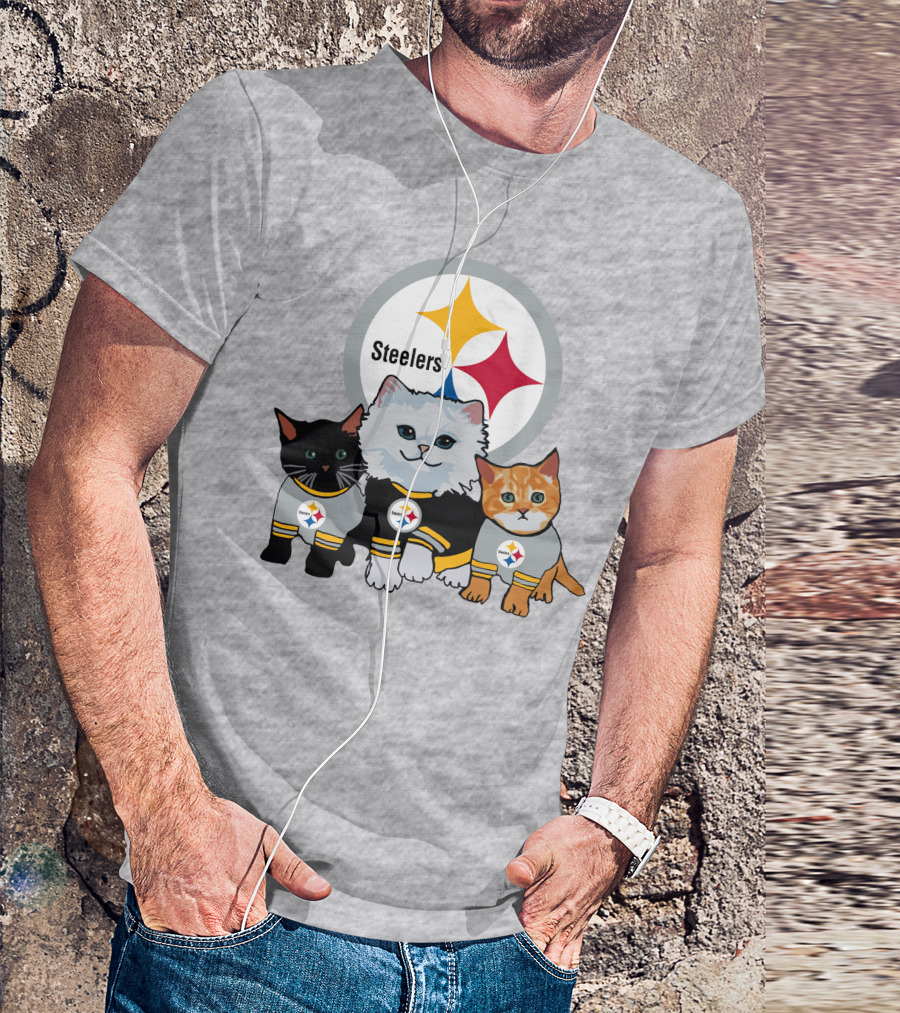 Pittsburgh Steelers Cats Trio With Team T-Shirt