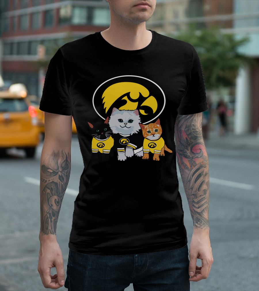 Iowa Hawkeyes Cute Cats Trio With Team T-Shirt