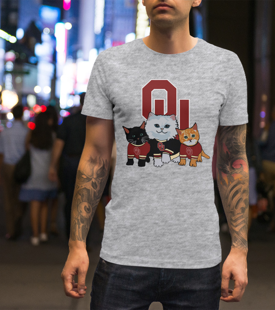 Oklahoma Sooners Cats In Team Jerseys With OU T-Shirt