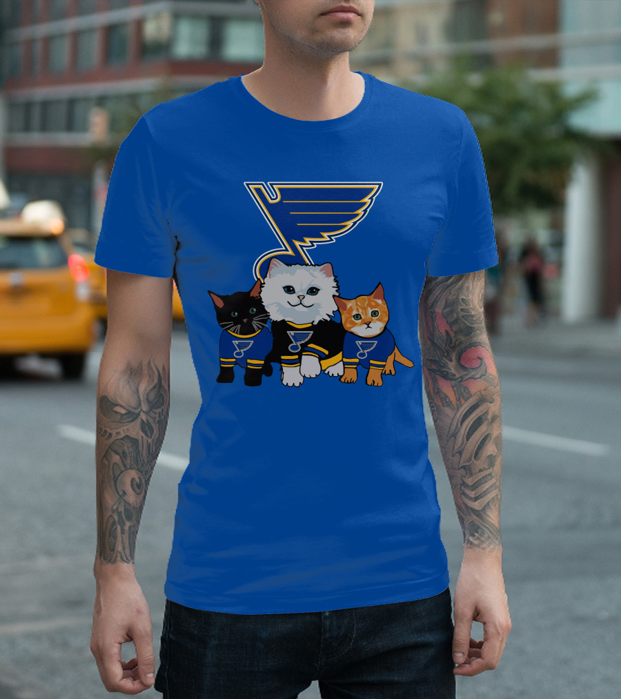 St Louis Blues Cats in Team Jerseys T-Shirt