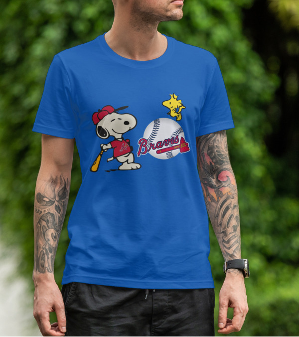 Braves Snoopy Woodstock Baseball Atlanta Peanuts T-Shirt